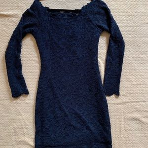 navy lace formal dress